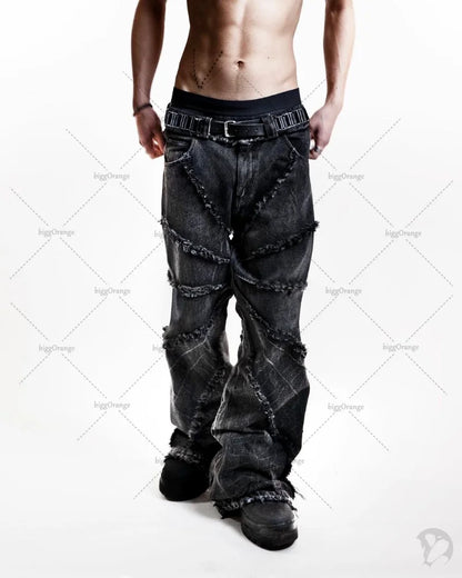 Men Street Rock Retro High Waist Jeans