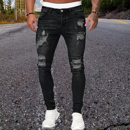 Men Classic Ripped Pencil Pants