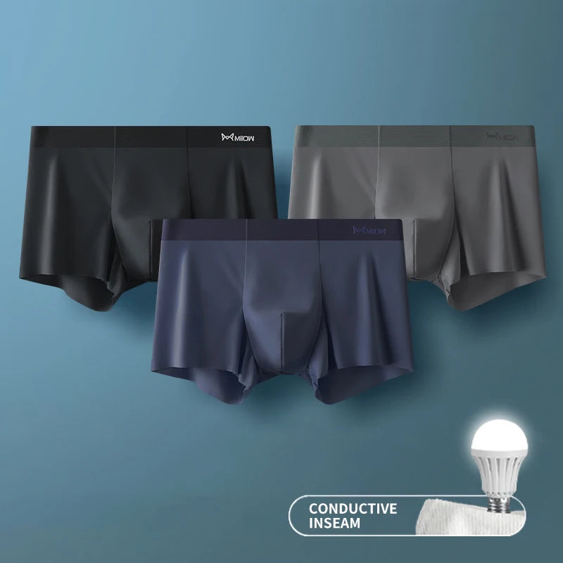 3Pcs Ice Silk Antistatic Boxer Shorts