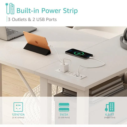White L Shaped Computer Desk with Drawers
