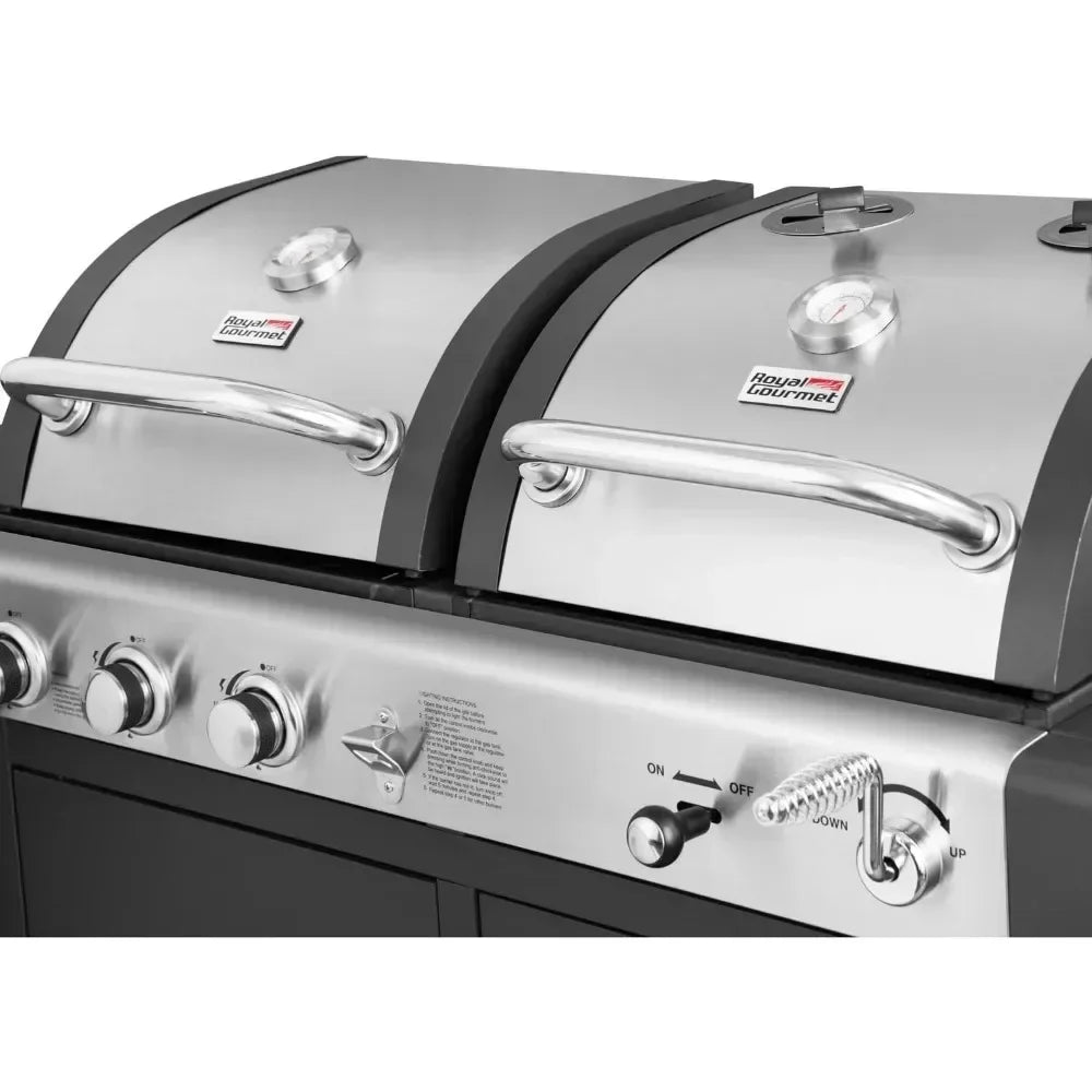 3-Burner Cabinet Gas Grill and Charcoal Grill