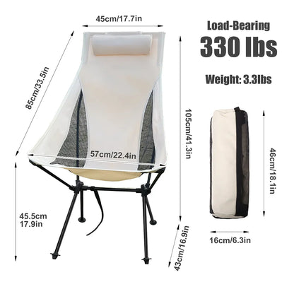 Portable Folding Camping Chair with Headrest