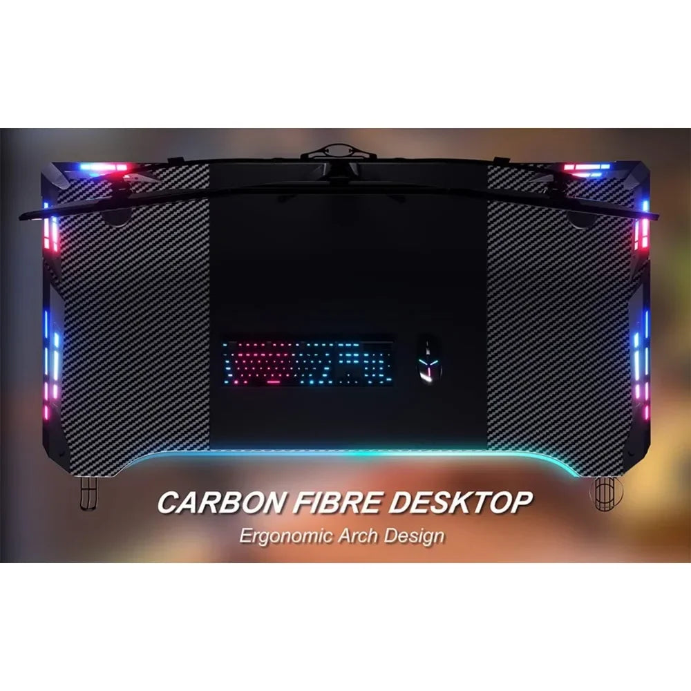 47 Inch Gaming Desk with LED Lights