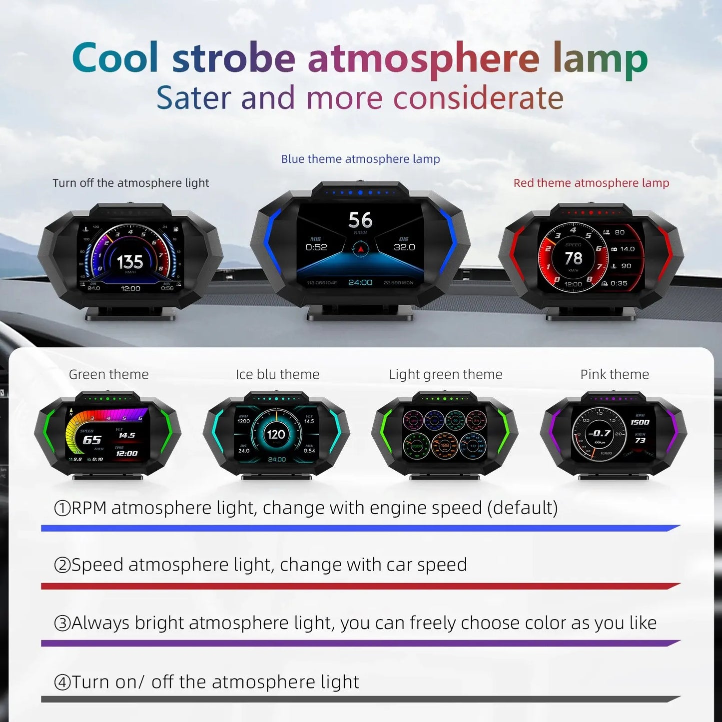 Car Head Up Display Multi-function Intelligent System Speed Meter