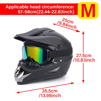 Motocross Full Face Helmet Adult Dirt Bike UTV Off-Road Helmet Goggles Gloves and Face Mask Matte Black Motorcycle Accessories