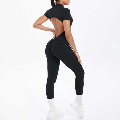 Short Sleeved Fitness Jumpsuit for Woman