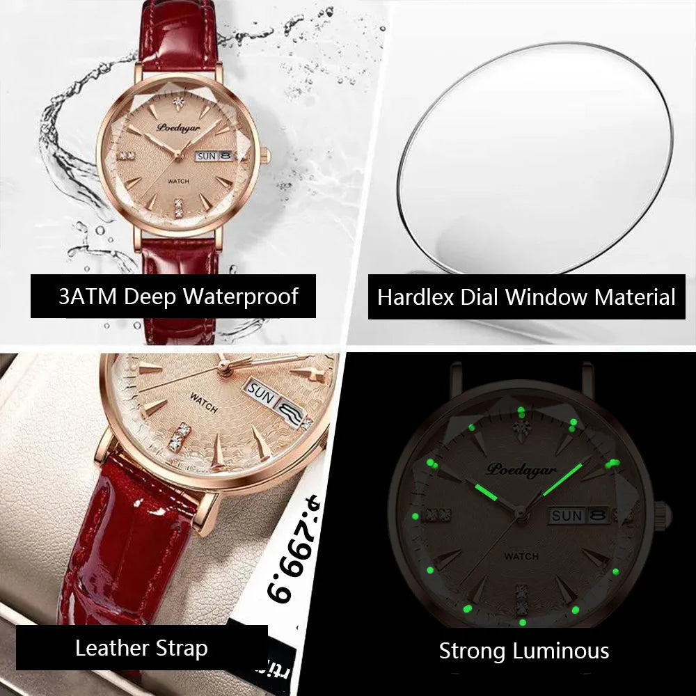 Female Luxury Fashion Leather Wristwatch