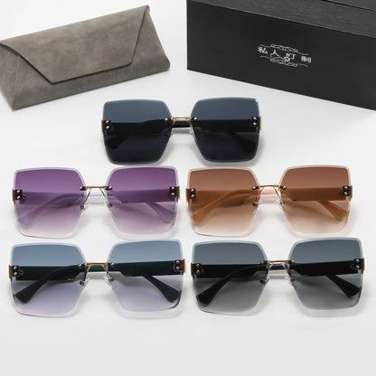 Woman Man Rimless Square Sunglasses