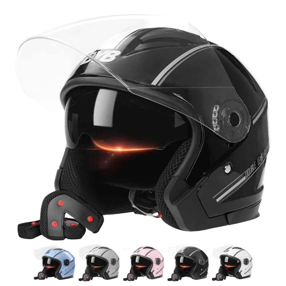 Motorcycle Dual Lens Open Face Helmet