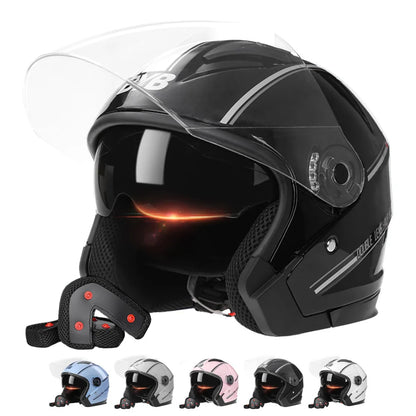 Motorcycle Dual Lens Open Face Helmet