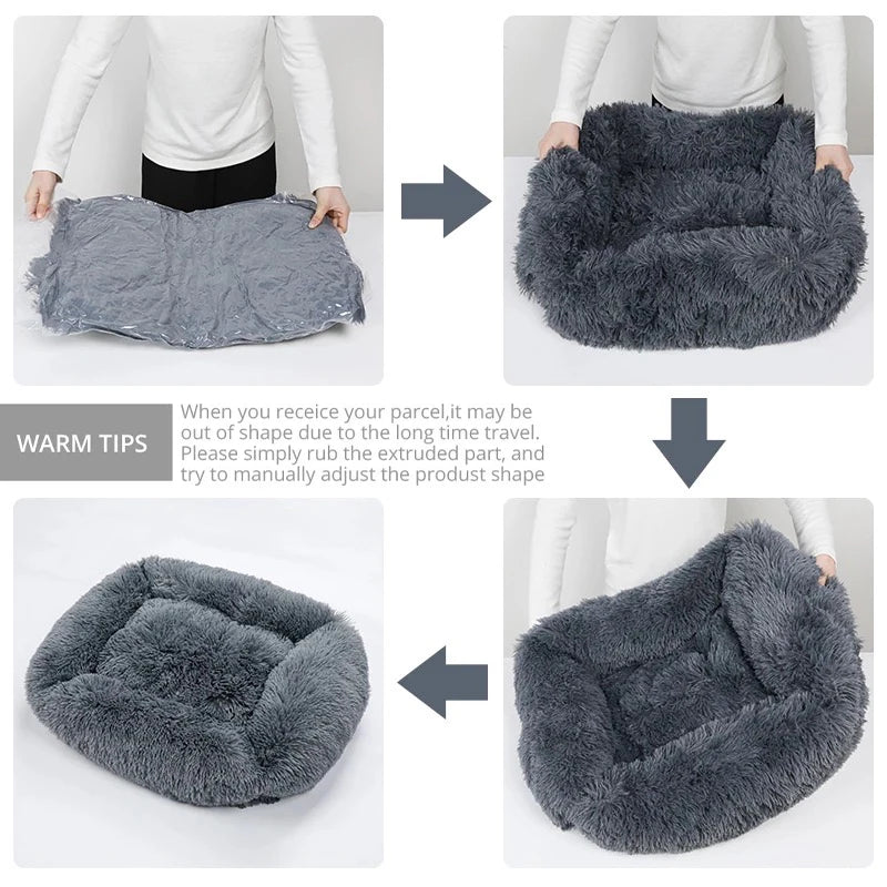 Dog Rectangle Plush Winter Warm Bed