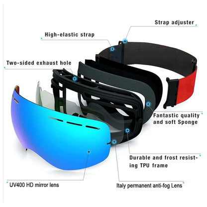 Double Layer Anti Fog Lens Ski Goggles