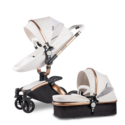 3 in 1 PU leather Baby Stroller