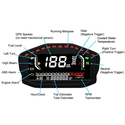 HD Universal RPM Motorcycle Meter GPS Speedometer