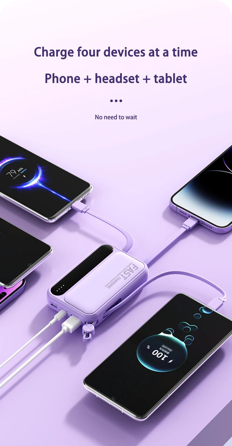 50000mAh Built in Cables Power Bank