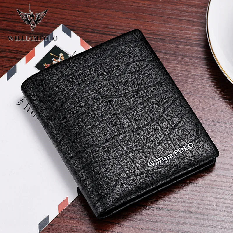 No zipper Men Genuine Leather Wallet