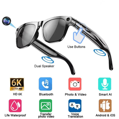 6K HD AI Smart Camera Glasses