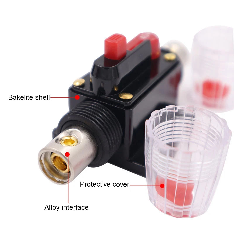 12V 24V 48V DC Car Truck Circuit Breaker Resettable Auto Audio Fuse Holder Power Insurance Solar Photovoltaic Connector 20A-150A