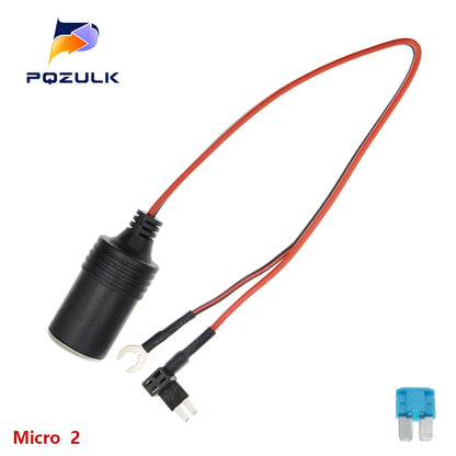 1PCS Medium Mini Micro 32V Pure Copper Car Cigarette Lighter Charger Cable Female Socket Plug Connector Adapter Cable Fuse