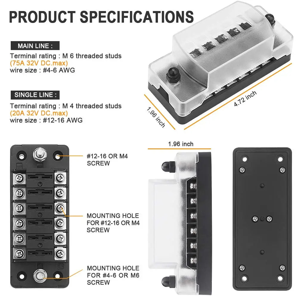 Circuit Fuse Block with Negative Bus