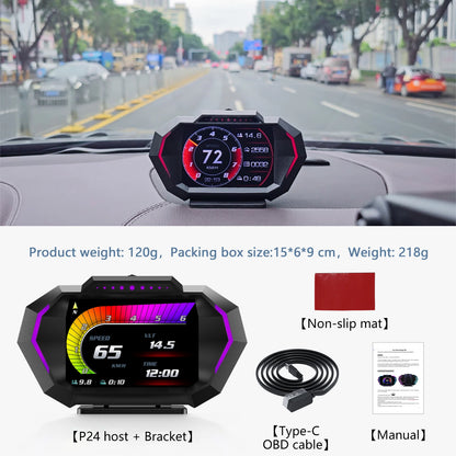 P24 Head-up Display Car HUD With LCD Screen Speedometer