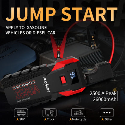 2500A Car Jump Starter 26000mAh Portable Power Bank