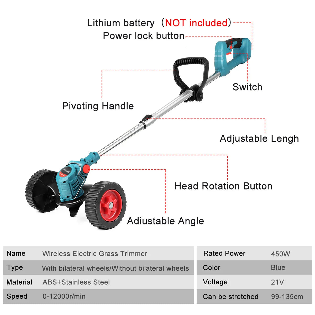 Electric Lawn Mower Cordless Grass Trimmer