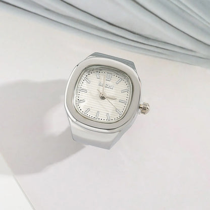 Creative finger ring watch mini quartz watch adjustable time watch ring simple stylish punk watch ring personalized mini clock
