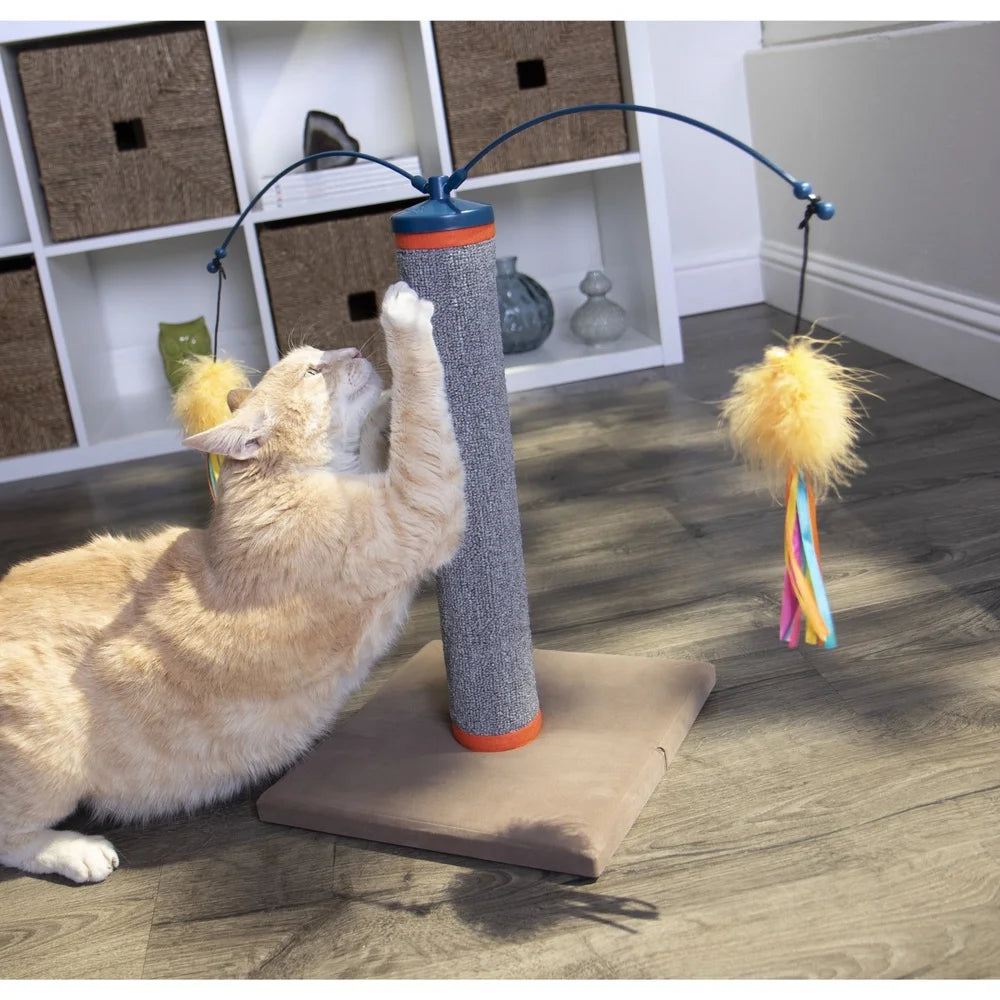 Cat Scratching Post with Interactive Spinning Wand Toys