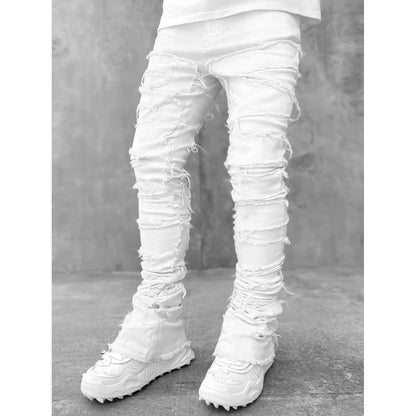 Mens Stacked Fit Ripped Jeans