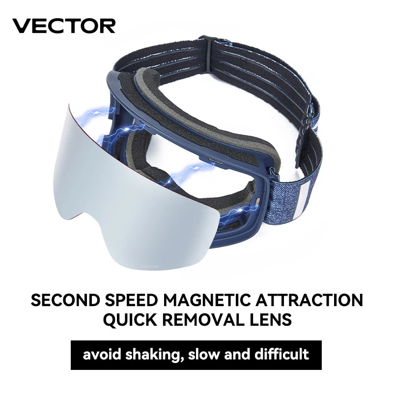 Double Layer Anti Fog Magnetic Ski Glasses