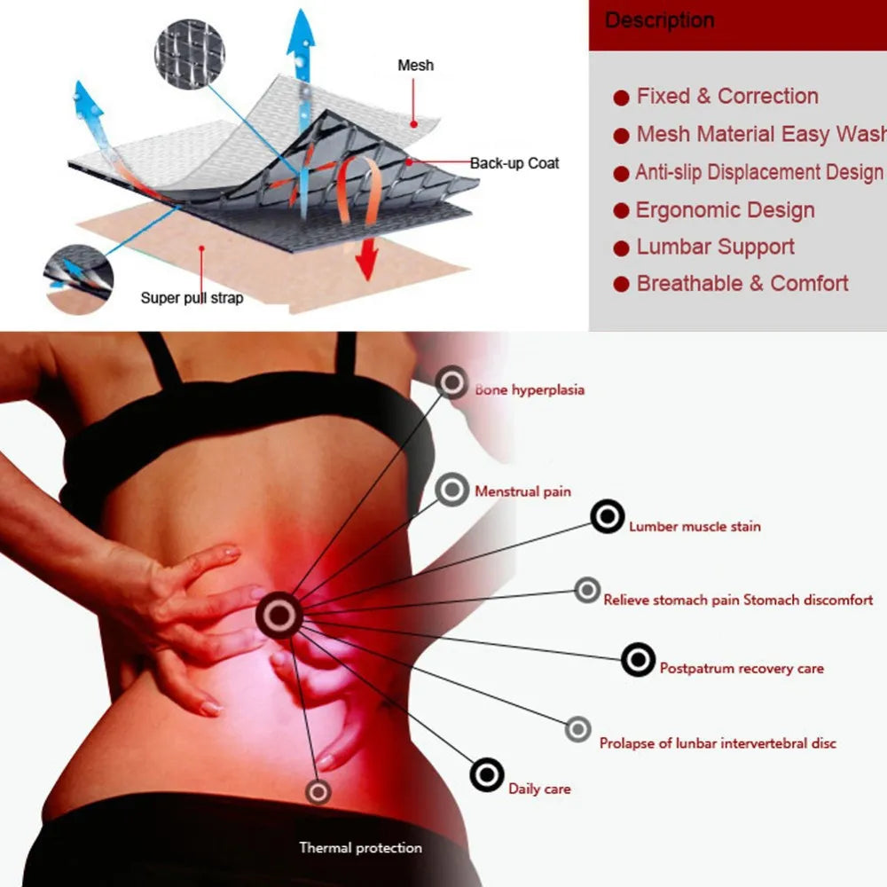 Self Heating Magnetic Therapy Back Support Belt