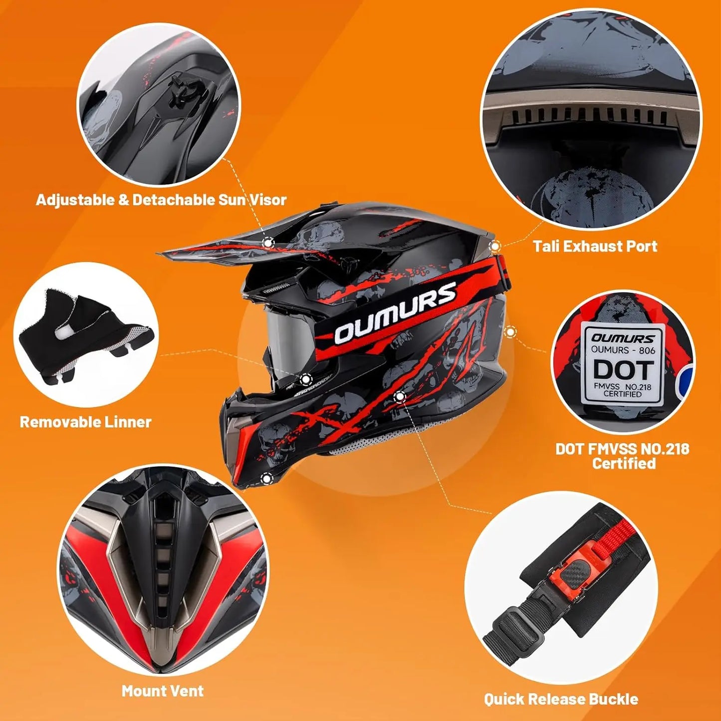 ATV Dirt Bike Helmet with Goggles