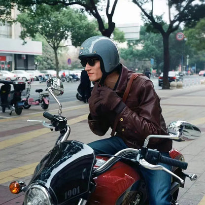 Vintage Fiberglass Open Face Motorcycle Helmet