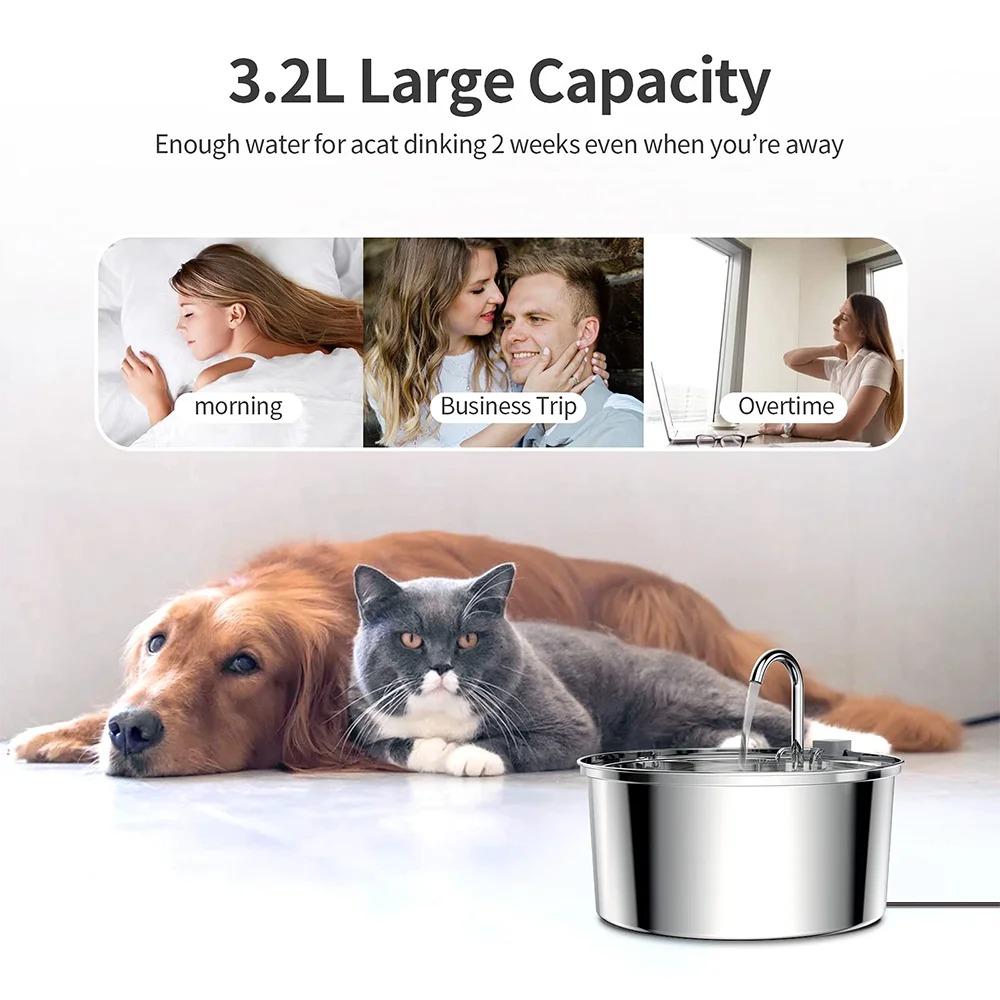 Stainless Steel Cat Automatic Water Fountain