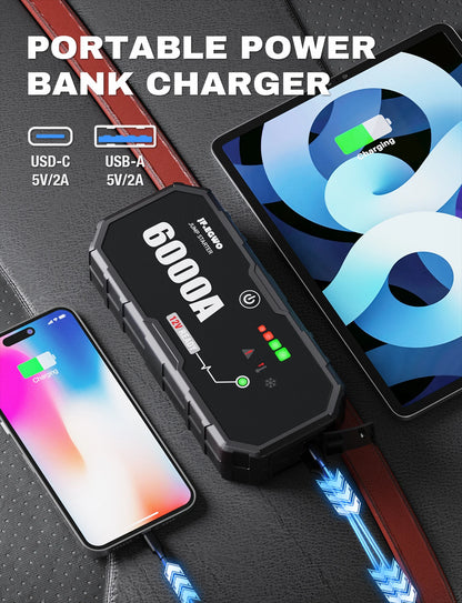 3000A 6000A Jump Starter Car Battery Portable Charger Power Bank