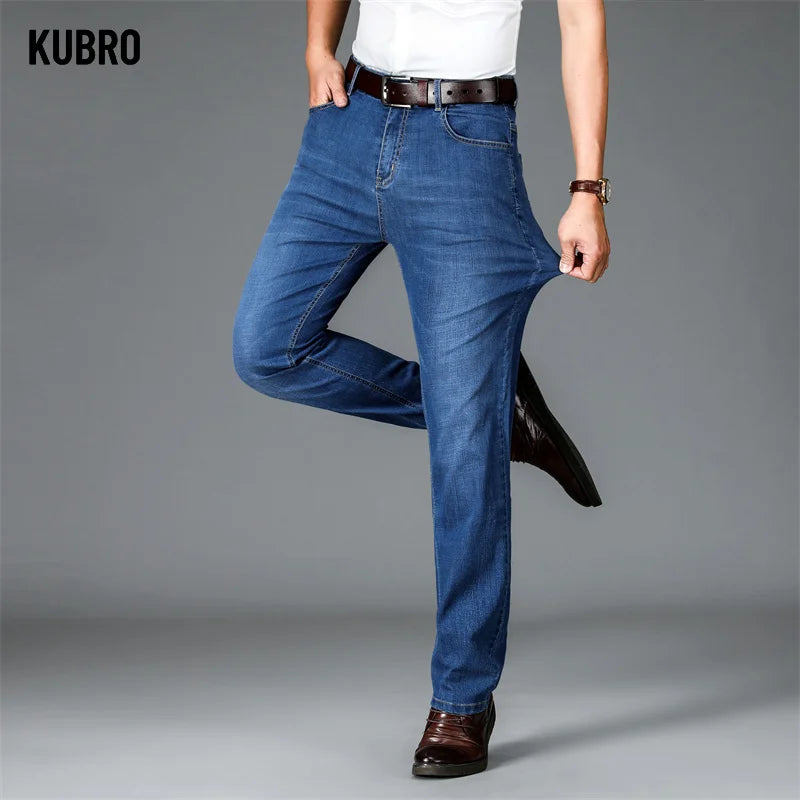 Men Business Denim Long Loose Pants