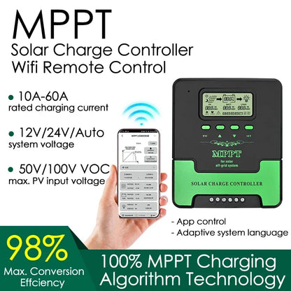 12V 24V Auto WiFi Solar Charge Controller
