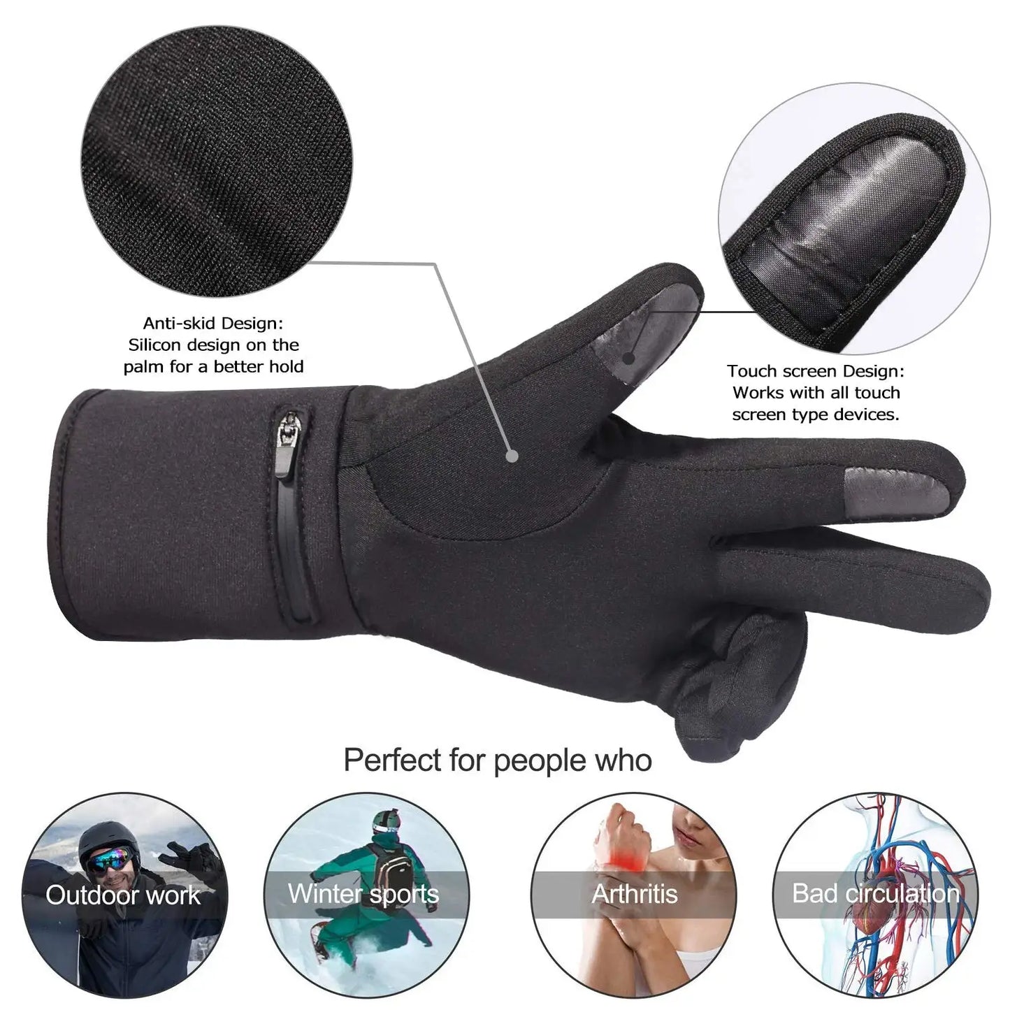 Heated Gloves, Rechargeable Electric