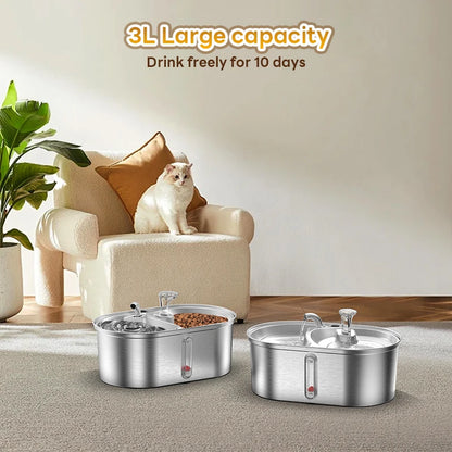 0.8GAL 2-IN-1 Automatic Stainless Steel Pet Water Fountain
