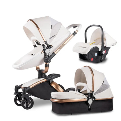 3 in 1 PU leather Baby Stroller