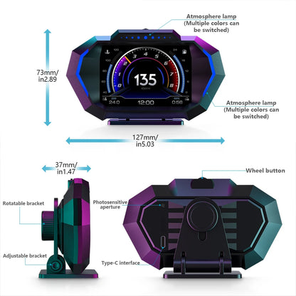 P24 Head-up Display Car HUD With LCD Screen Speedometer