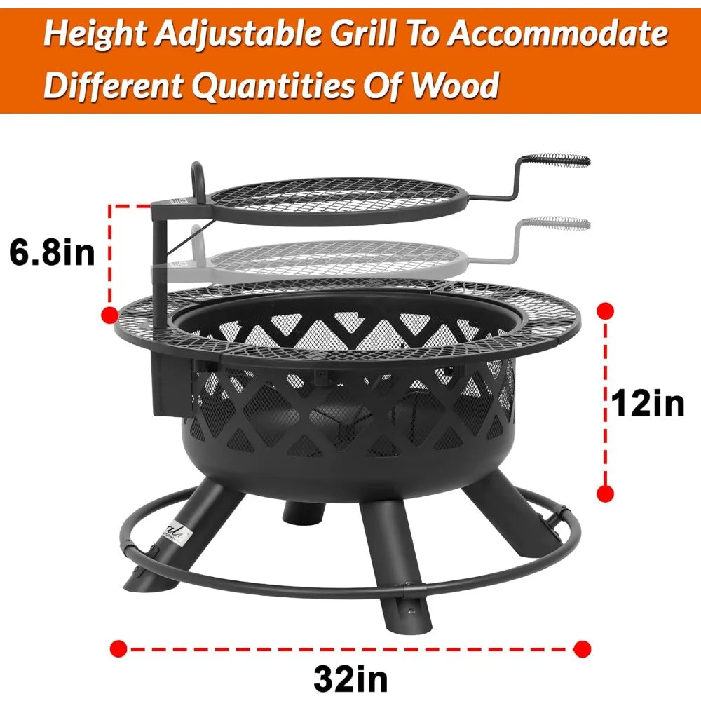 32 Inch Outdoor Wood Burning Fire Pit