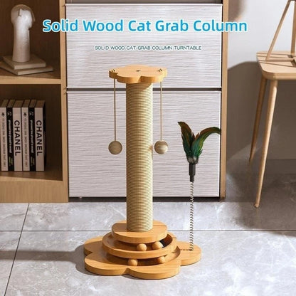 Pet Solid Wood Turntable Funny Stick  Balls