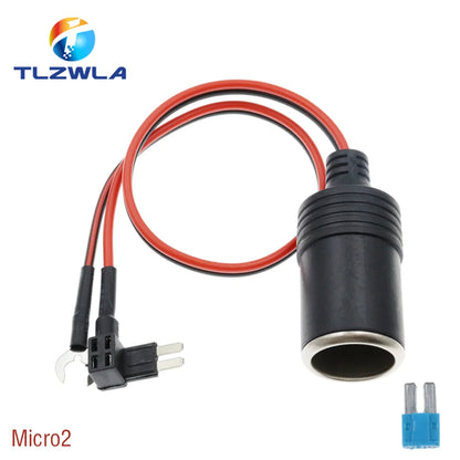 1PCS Pure Copper Car Cigarette Lighter Charger Cable Female Socket Plug Connector Adapter Cable Fuse