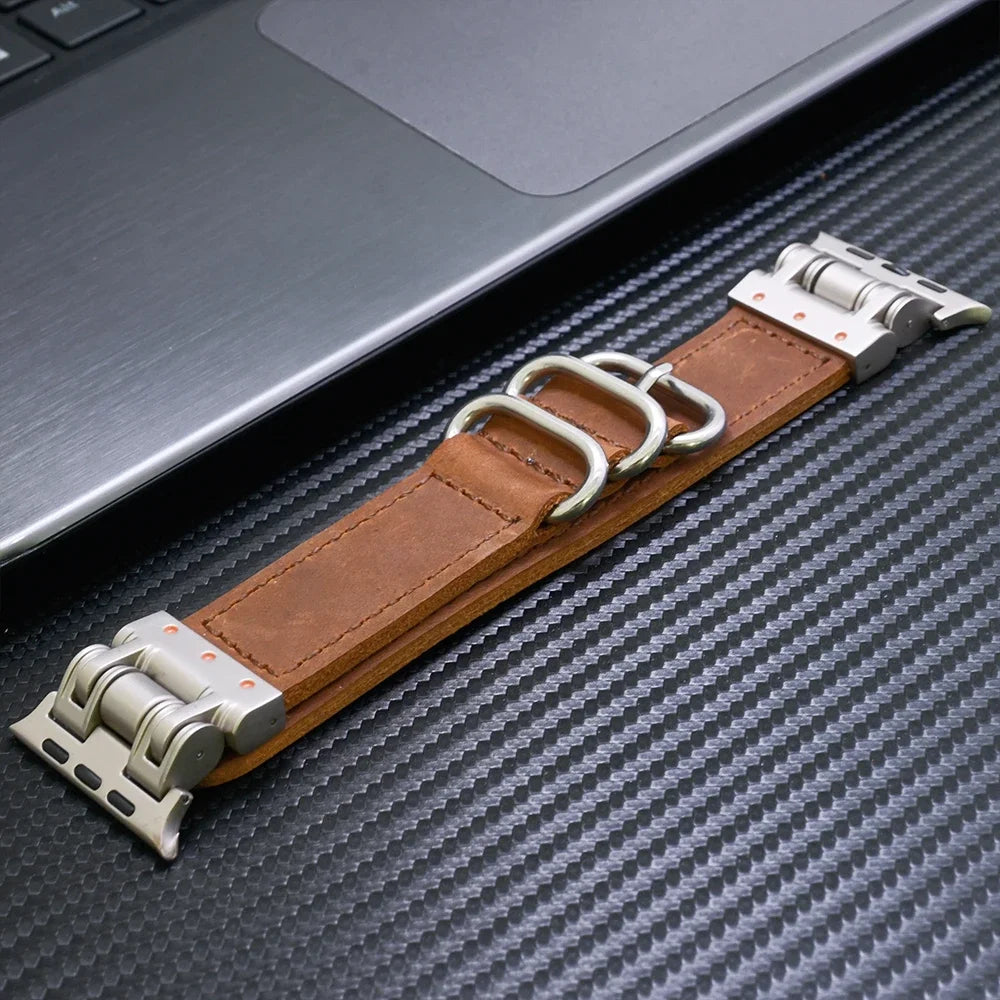 Genuine Leather Band for Apple Watch Ultra 3 2 1 49mm Series 11 10 9 8 7 Loop Strap for iWatch 6 5 4 Se2025 44mm 46mm Bracelet