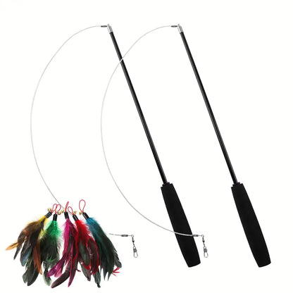 Cat Teaser Wands Three-section Telescopic Fishing Pole  Toys