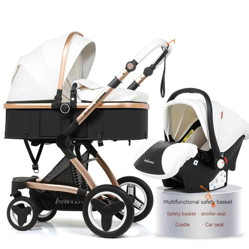 3in1 Waterproof Pu leather Baby Stroller