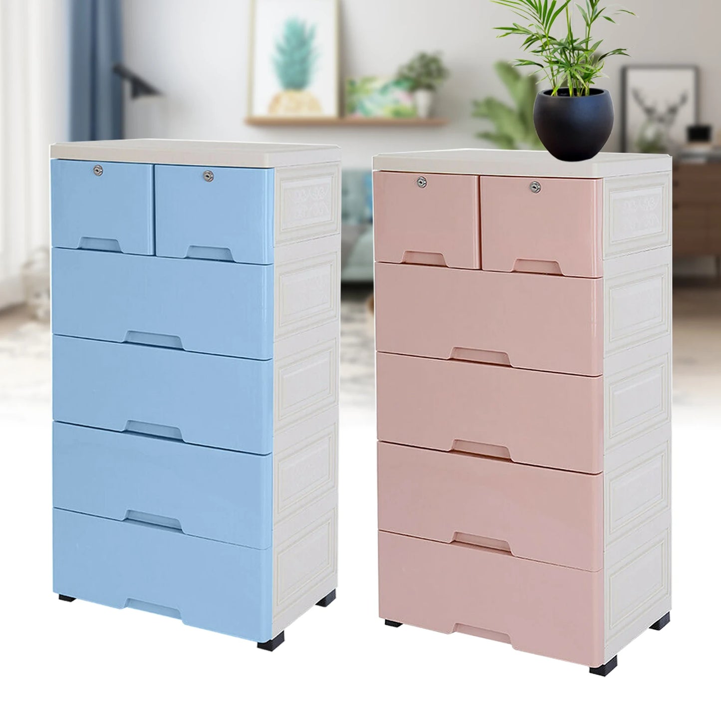 6-Drawer Plastic Dresser Tower