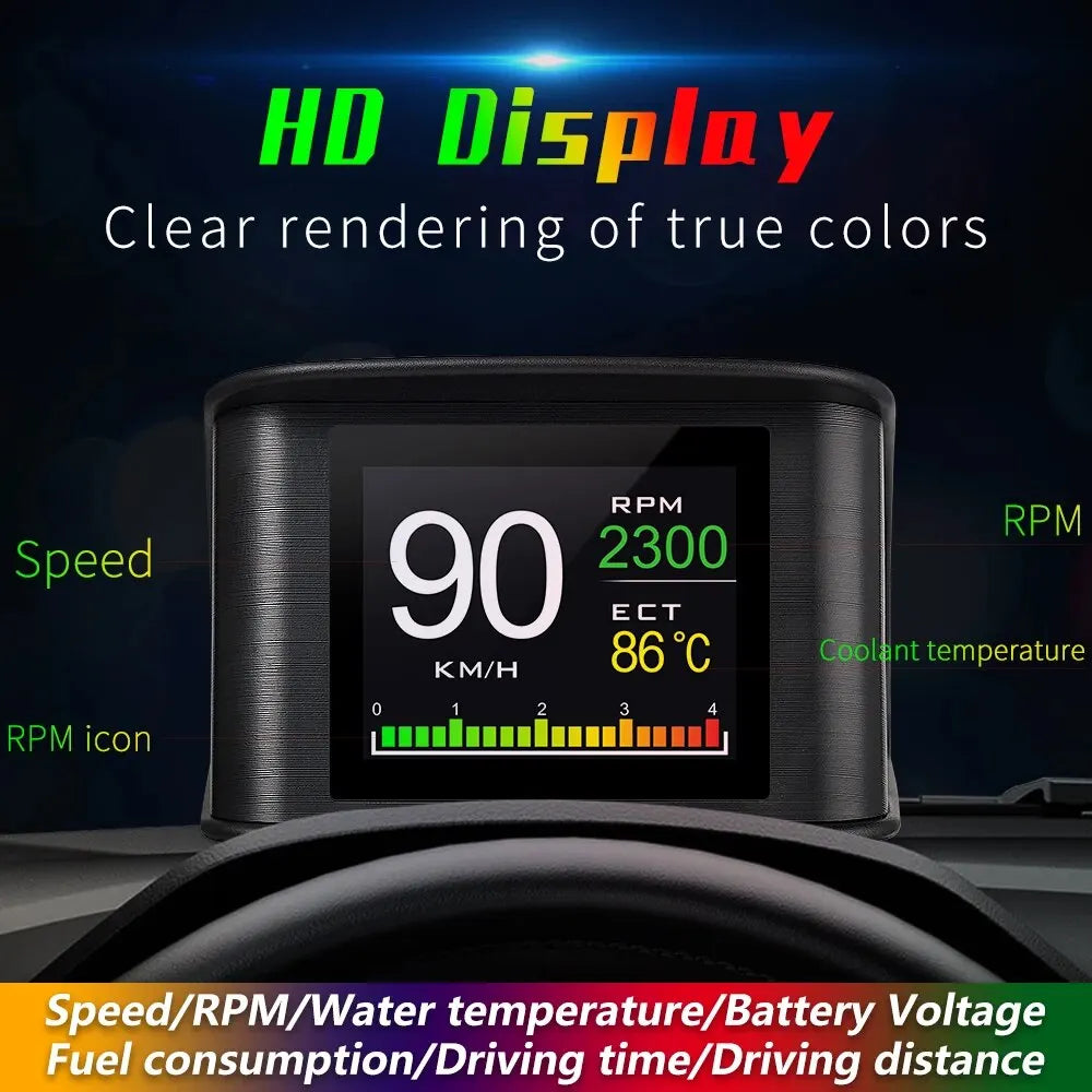 Universal Digital HUD Car Overspeed Alarm Clock